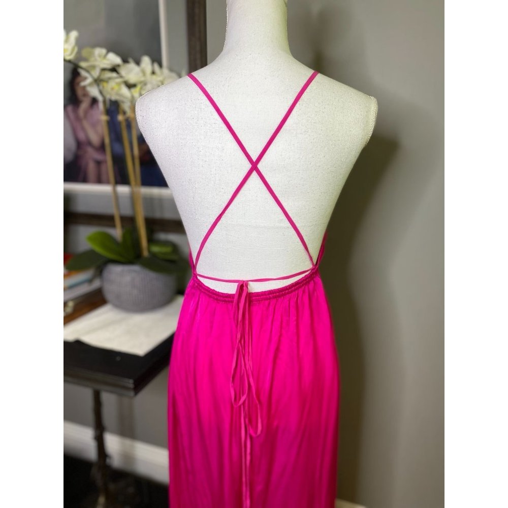 Indah River Pink Sleeveless Tie Back Maxi Dress Women's Size S/M - Picture 13 of 14